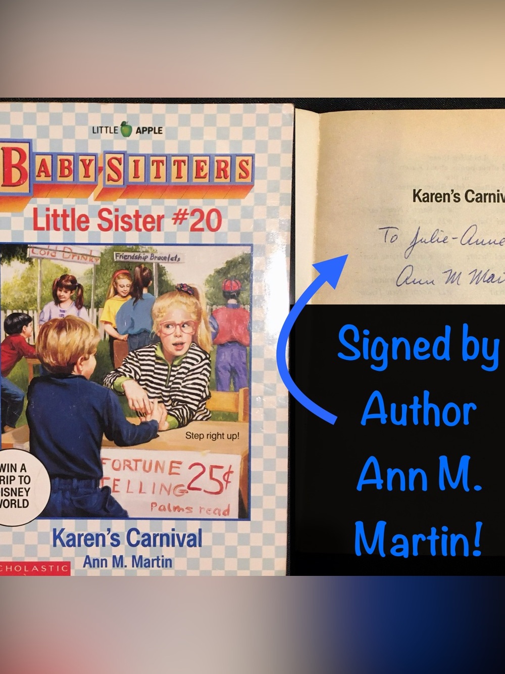 SIGNED Ann M. Martin Baby-Sitters Club Little Sister #20 Karen’s Carnival